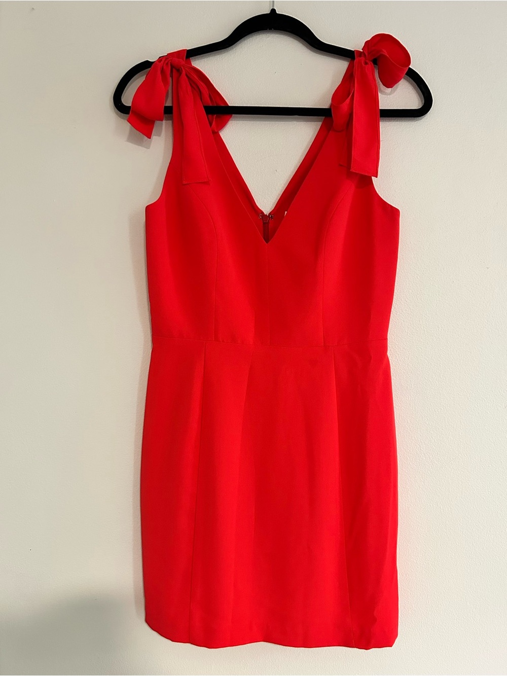 Amanda Uprichard Bright Red Tie-Strap V-Neck Mini Dress